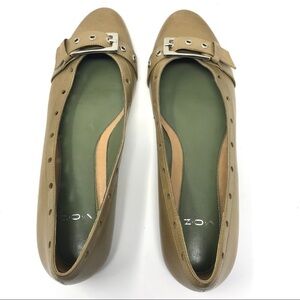 V.O.Z Taupe Flats Silver Buckle Olive Interior 8M